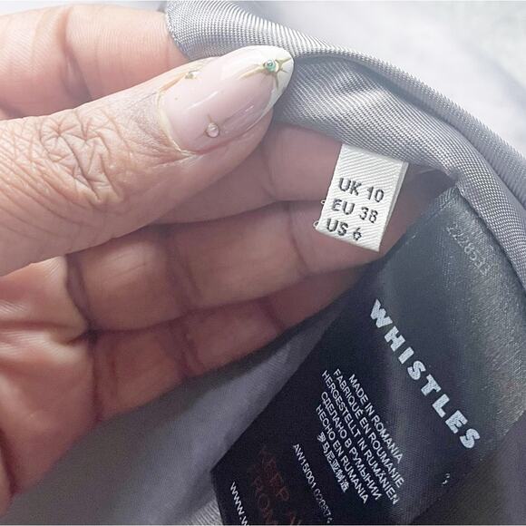 Whistles Grey Wool Button Down Coat Size 6 - Picture 7 of 9